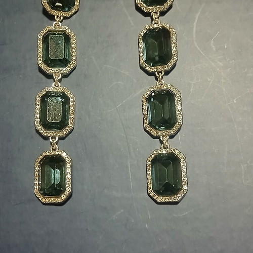 Long earrings with rhinestones new, silver color, 8.3 cm