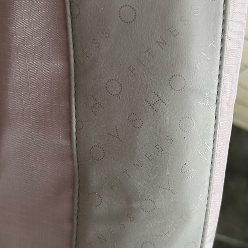 Oysho Fitness toiletry bag used, gray with fluorescent orange pockets