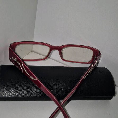 Prada VPR 071 red eyeglasses vintage Y2K Bayonetta style, like new