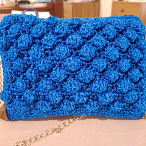 Handmade small blue wallet bag new with gold chain strap
