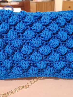 Handmade small blue wallet bag new with gold chain strap