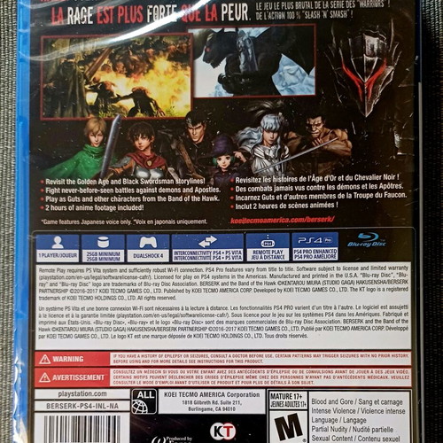 Berserk And The Band Of The Hawk PS4 sealed