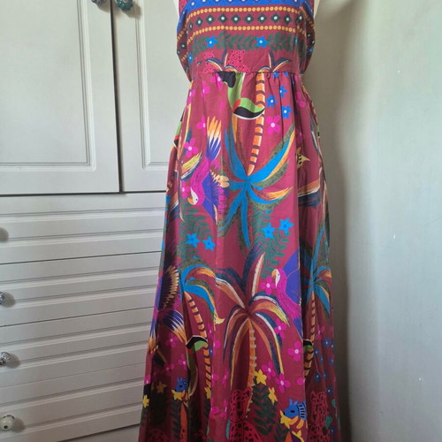 Maxi printed dress S/M cotton new, colorful summer print