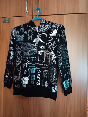 Greek mythology park hoodie for kids 10-12 years, black and silver