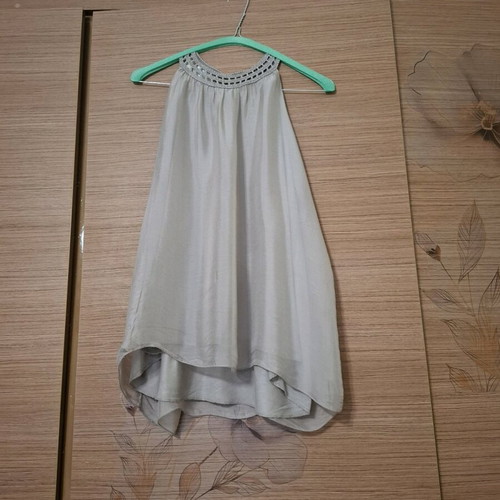 Sandy Kosta women's sleeveless blouse like new, grey with embroidery and sequins