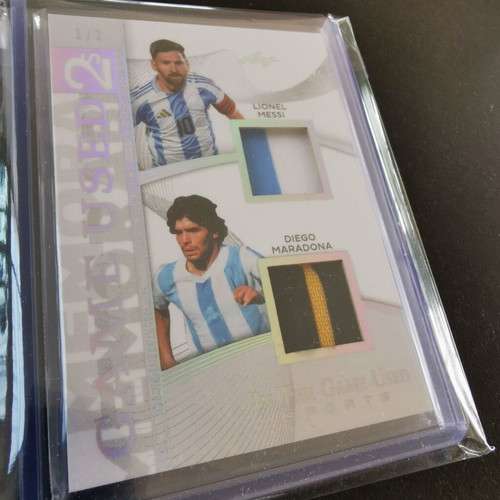 2025 Leaf Messi Maradona Game Used Dual Relic Silver Holo 1/2