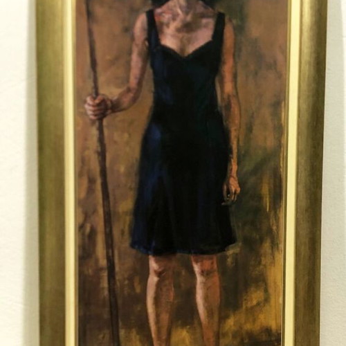 Katzourakis painting copy used with frame 42x104 cm