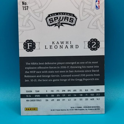 Kawhi Leonard Panini Excalibur 2016-17 Basketball Card near mint