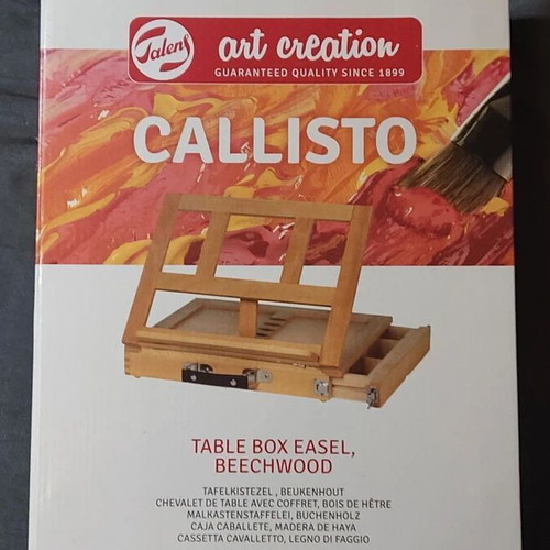 Painting set with easel, canvas, brushes, oil paints & palette new