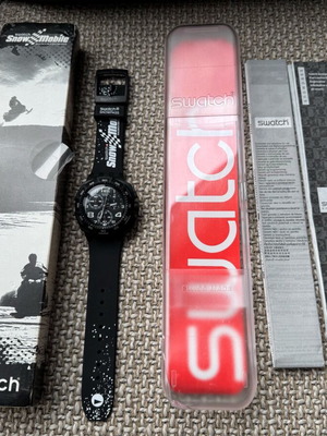 Swatch Snow Mobile Mister Twin Snowpass Chronograph SUKB400F σαν καινούργιο, μαύρο