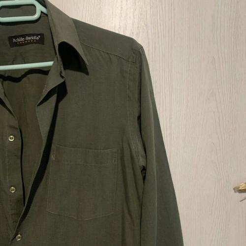Achille Saridis men's long-sleeve shirt green khaki like new size M