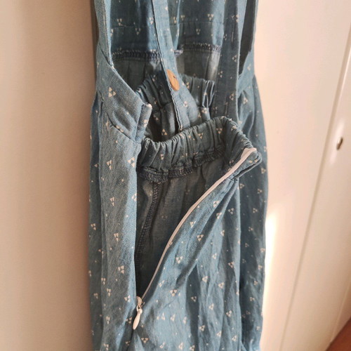 Kirakalo "Pinafore" Midi Dress / Dungaree with Open Back & Ruffles (Size S)