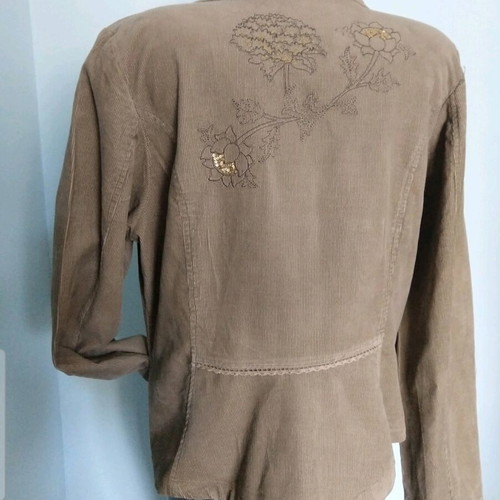 Ofelia vintage designer jacket used, elastic denim with embroidery and sequins