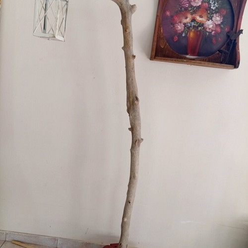 Floor lamp new from plane wood with small lantern