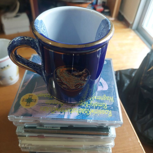 Zakynthos Porcelain Cup Mug like new with Gold Details