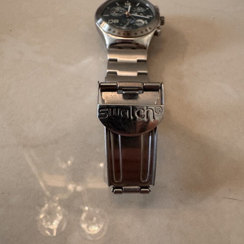 Swatch Irony Chrono Blustery watch used, model YCS438G, blue silver