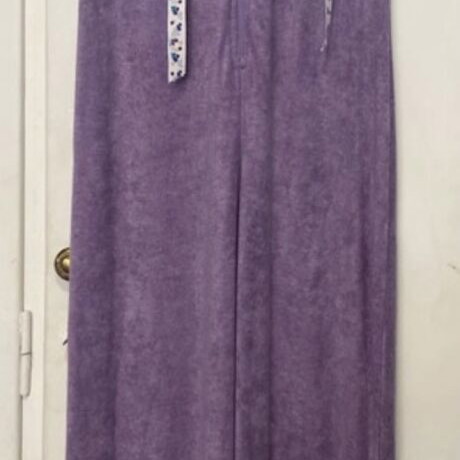 One-piece terry jumpsuit with zipper and hood, refurbished, purple