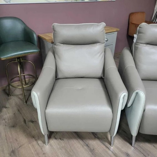 Beige leather sofa set with electric relax footrest new