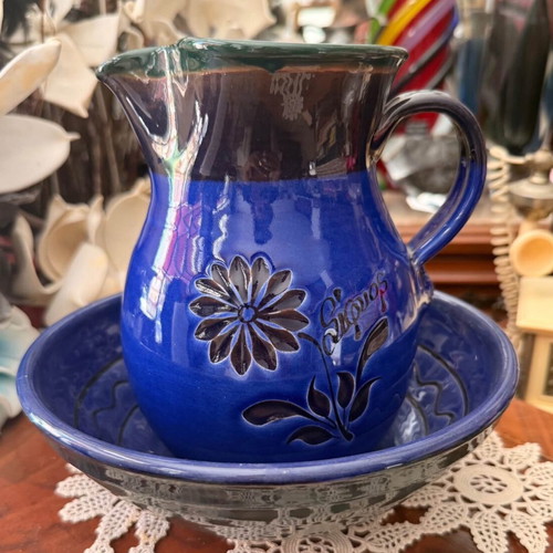 Ceramic lavabo set handmade, used, super color