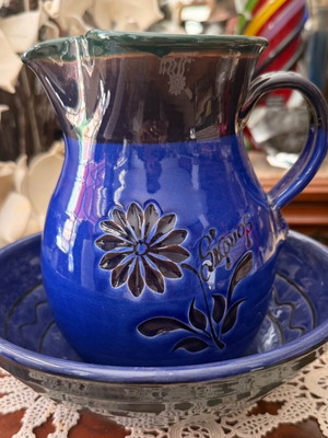 Ceramic lavabo set handmade, used, super color
