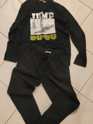 Σετ φόρμα παντελόνι και μπλουζάκι μαύρο σαν καινούργιο, μεγέθη 14y και 16y