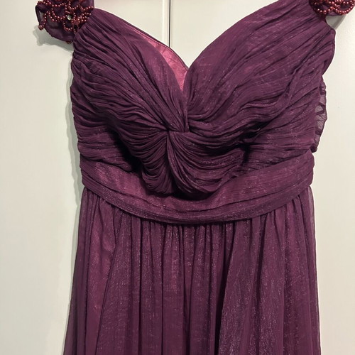 Maxi purple dress with embroidered sleeves like new, size S-M