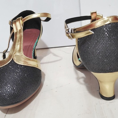 Dance shoes new, size 39.5, black with gold details