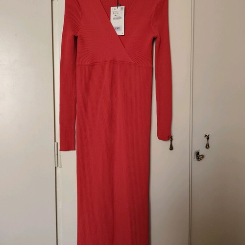 Zara dress red ribbed, new with tag, size S