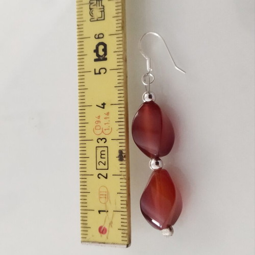 925 Agate Earrings new, red and silver
