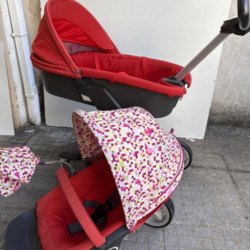 STOKKE Xplory βρεφικό καρότσι με 2 μονάδες, κόκκινο