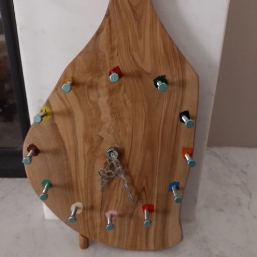 Olive wood clock handmade, few tabletop and wall-mounted