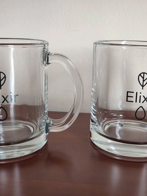 Glass mugs new, set of 2 pieces