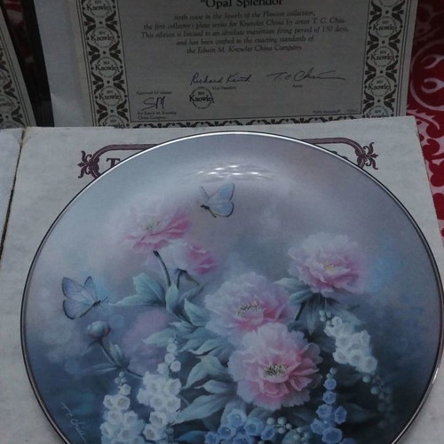 Bradex Jewels of the Flowers 4-Piece Plate Set by Edwin M.Knowles new