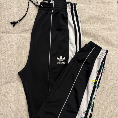 Adidas pants used with minor sewn detail, black and white, size S