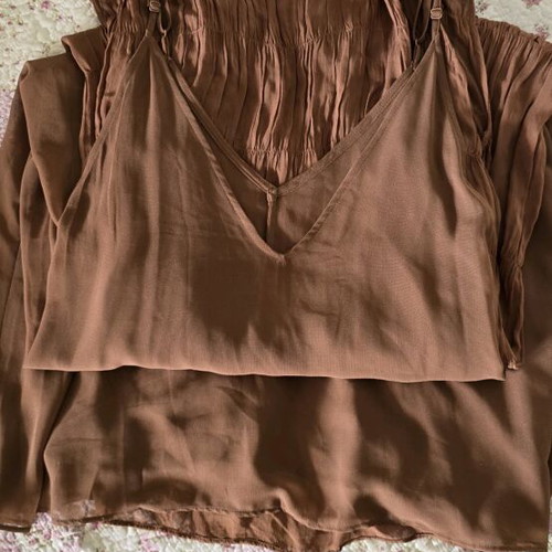 Zara dress bohemian style new, brown, embroidered, size S-M