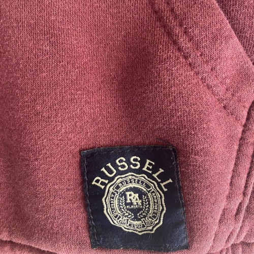 Russell Athletic kids hoodie sweatshirt used, burgundy with zipper
