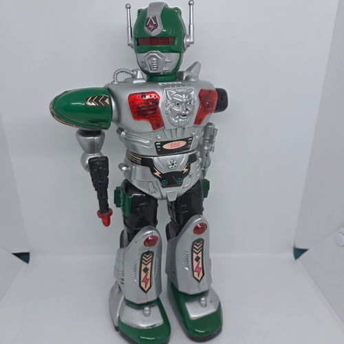 Retro robot used, moves, lights, and sounds
