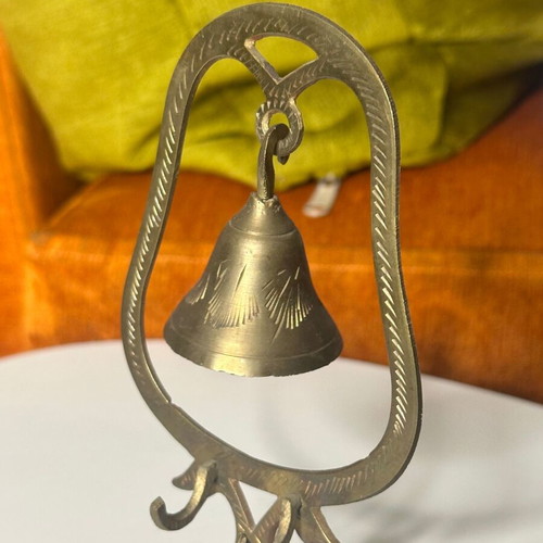Vintage brass decorative table bell used, missing clapper