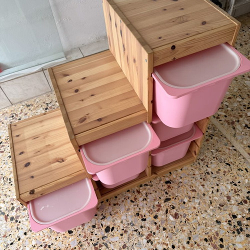 IKEA Trofast Storage Furniture Like New Pine Wood With Storage Boxes