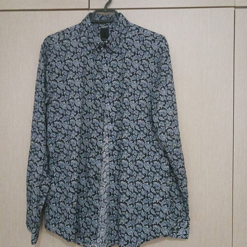 H&M men's regular fit shirt, blue multicolor, size M