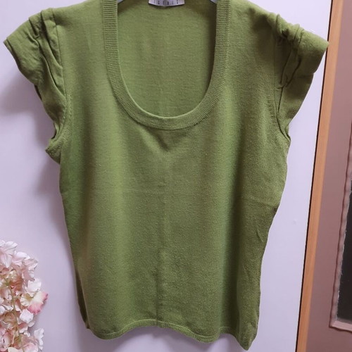 Esthis women's blouse with pleated sleeves, 100% merino wool, like new