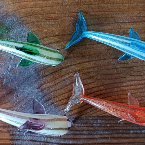 Vintage Murano collectible dolphins hand-painted, new