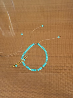 Bracelets from haolite and hematite, new, turquoise color, set of 2