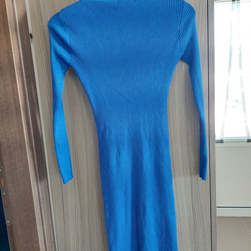 Cherry Koko midi rib dress used blue with turtleneck