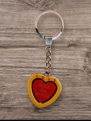Keychain with rotating heart new, multicolored