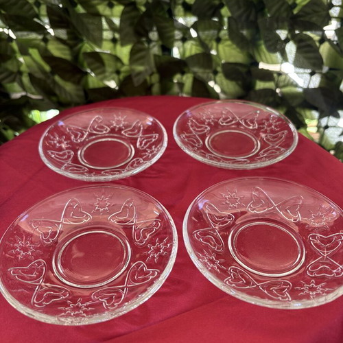 Glass vintage coffee saucer set of 4, 12 cm, new