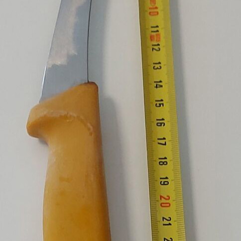Professional kitchen knives and sharpener set, used