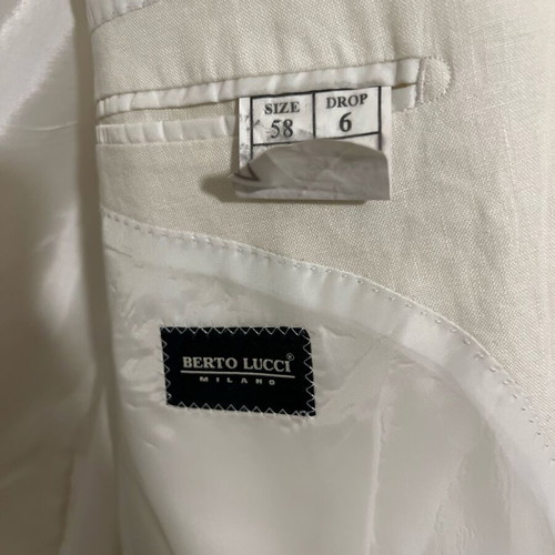 Berto Lucci Milano suit official 100% linen new, white
