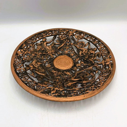 Victorian Decorative Cast Iron Plate like new with Mythological Scenes