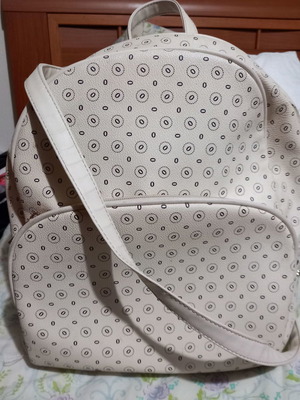 Backpack used beige leather spacious